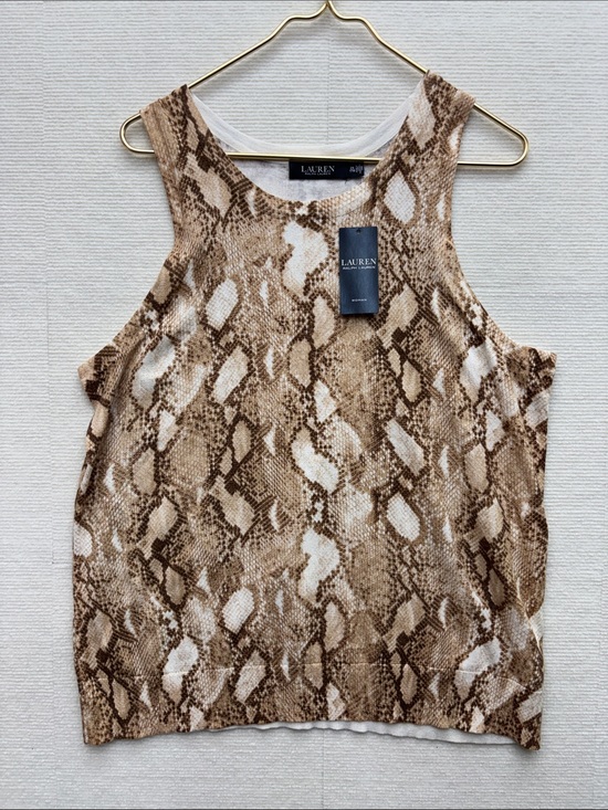 Lauren Ralph Lauren Tops - New Lauren Ralph Lauren Tan and Brown Snake-Print Sleeveless Tank 2X